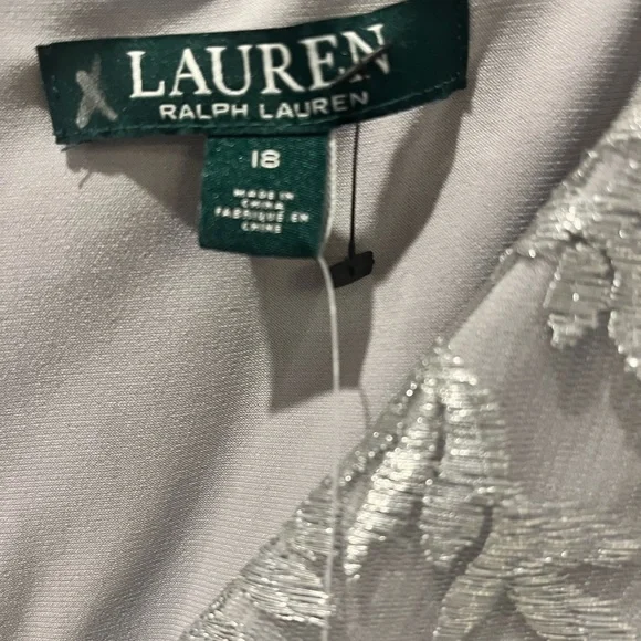 Lauren Ralph Lauren silver special occasion maxi dress. - Picture 5 of 7